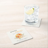 パステルソフトウォーターカラーフローラパンプキンサンクスギビング スクエアペーパーコースター (インサイチュ)