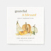 パステルソフトウォーターカラーフローラパンプキンサンクスギビング スタンダードカクテルナプキン (正面)