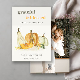 パステルソフトウォーター色フォトカボチャ感謝祭 シーズンカード