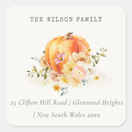 パステルソフトフローラパンプキンサンクスギビングアドレス スクエアシール