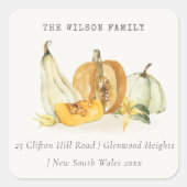 パステルソフトフローラパンプキンサンクスギビングアドレス スクエアシール (正面)