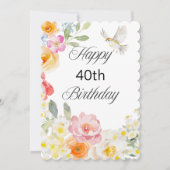 パステルソフトフローラ誕生日フラットグリーティングカード カード (正面)