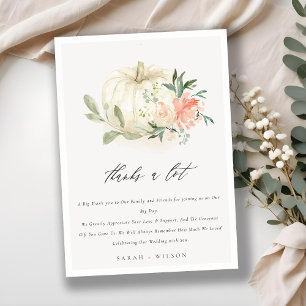 パステルソフトホワイトパンプキン赤面結婚フローラ サンキューカード