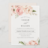 パステルソフト赤面ピーチピーニーフローラウェディングエグッズ サンキューカード (正面/裏面)