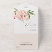 パステルソフト赤面ピーチピーニー結婚フローラ オールインワン招待状 (外側)