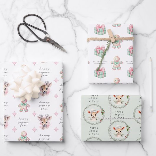 パステルソブラティギフト紙,ハッピージョイフフリー ラッピングペーパーシート (正面)