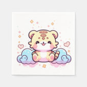 パステルタイガーお洒落ベビーシャワー スタンダードカクテルナプキン (正面)