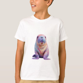 パステルタイダイセイウチクジラの子供服 Tシャツ