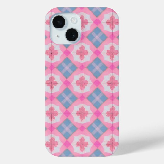 パステルタイル柄 ピンクとブルーのスマホケース Case-Mate iPhoneケース (裏面)
