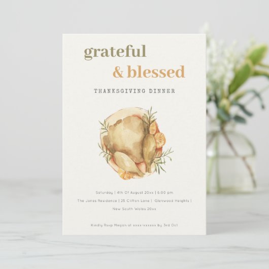 パステルターキーミールサンクスギビングディナー招待状 シーズンカード (スタンド正面)
