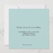 パステルターコイズのロマンチックなレースと鳥のウェディング 招待状 (裏面)