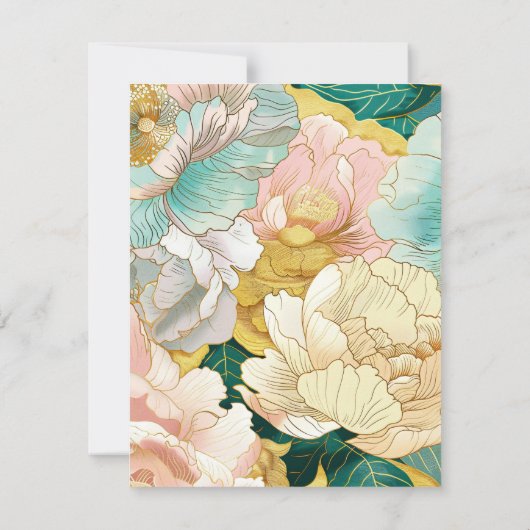 パステルターコイズフローラ個人文房具 ノートカード (裏面)