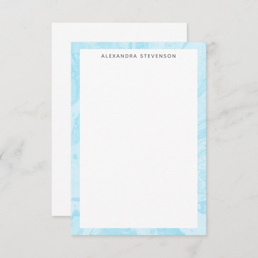 パステルターコイズブルーマーブルアートパーソナライズされた ノートカード (正面/裏面)