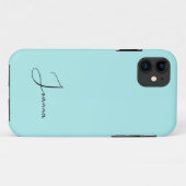 パステルターコイズ無地のカラー |ミニマリスト名 Case-Mate iPhoneケース (裏面(横))