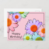 パステルダイジー ハッピーバースデー ポストカード (正面/裏面)