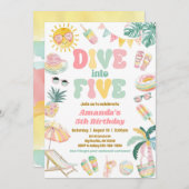 パステルダイブインファイブプールパーティの招待状 招待状 (正面/裏面)
