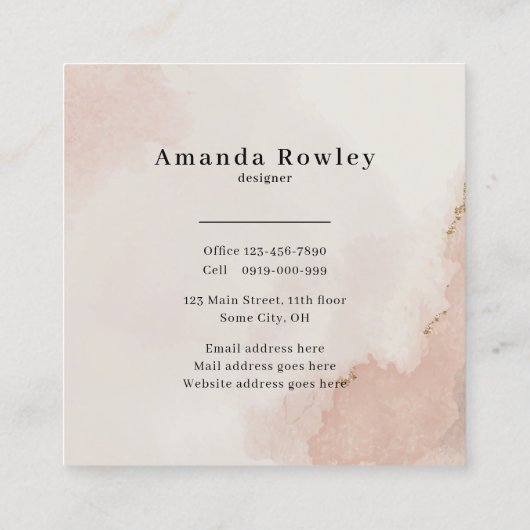 パステルダスティピンクQRコードミニマリストシック スクエア名刺 (裏面)