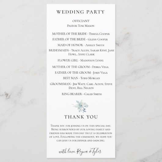 パステルダスティブルーウォーターフローラ結婚ズ プログラム (裏面)