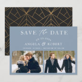 パステルダスティブルータイポグラフィブラシストローク2写真 セーブザデート (正面/裏面)