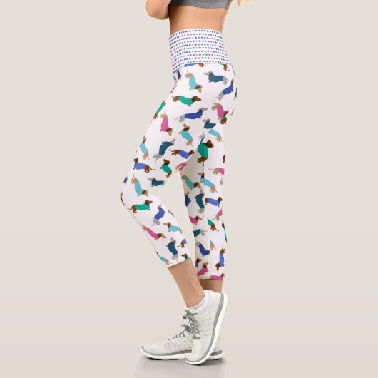 パステルダックスンズアンド水玉模様 カプリレギンス (左)