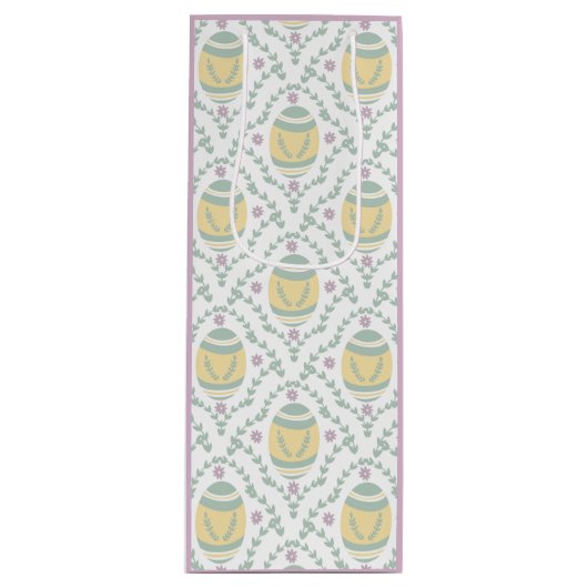 パステルダマスクイースターエッグズパターン抱き枕 ワインギフトバッグ (正面)