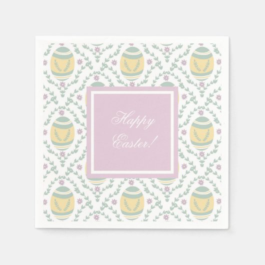 パステルダマスクイースターエッグパターン スタンダードカクテルナプキン (正面)