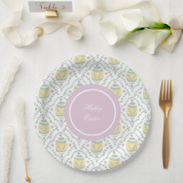 パステルダマスクイースターエッグパターン ペーパープレート