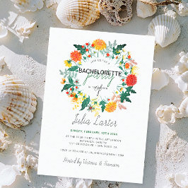 パステルダリアワイルドフラワーリースバチェロレッテ 招待状