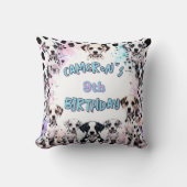 パステルダルマチアンパピーバースデーパーティーウォーター色 クッション (正面)