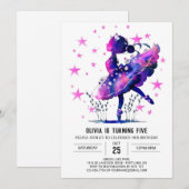 パステルダンサーバレリーナ誕生日 招待状 (正面/裏面)