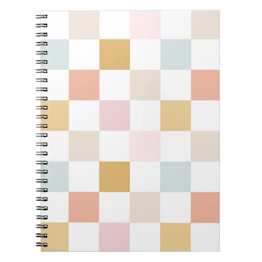 パステルチェッカーサマーレトロカラフルパターン ノートブック (正面)