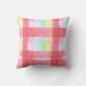 パステルチェックの水彩プリントスローピロー クッション (裏面)