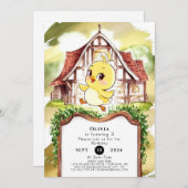 パステルチックチキン誕生日 招待状 (正面/裏面)