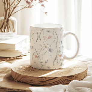 パステルチニー春の花パターン コーヒーマグカップ