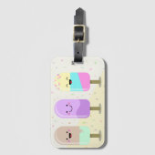 パステルチビ(小さくかわいく書いた感じ)アイスロリーキュイパーソナライズされた ラゲッジタグ (正面縦)
