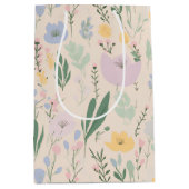 パステルチューリップデザイン ミディアムペーパーバッグ (正面)