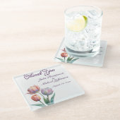 パステルチューリップ結婚ズスイートエレガントタイポグラフィ ガラスコースター (アングル)