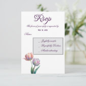 パステルチューリップ結婚ズスイートエレガントタイポグラフィ 出欠カード (スタンド正面)