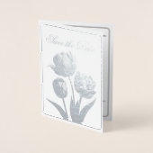 パステルチューリップ結婚ズスイートエレガントタイポグラフィ 箔カード (正面)