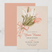 パステルチューリップ花 招待状 (正面/裏面)