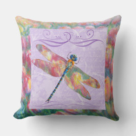 パステルチューリップ&ドラゴンフライ屋外ガーデンピロー アウトドアクッション