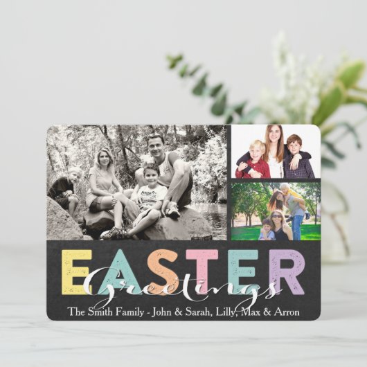 パステルチョークファミリーイースター(3枚の写真を紹介) シーズンカード (スタンド正面)