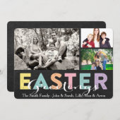 パステルチョークファミリーイースター(3枚の写真を紹介) シーズンカード (正面/裏面)