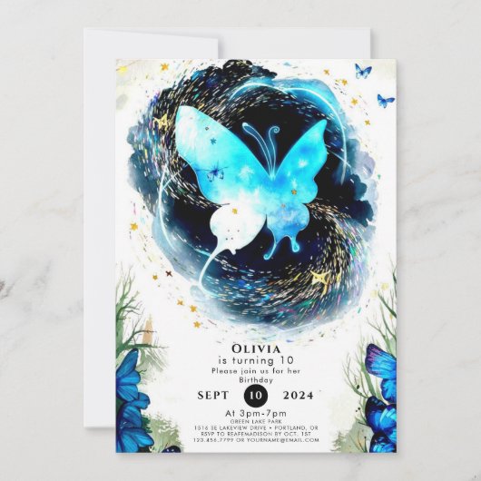 パステルチルドッズバタフライ誕生日 招待状 (正面)