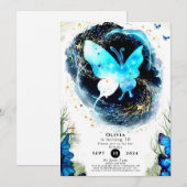 パステルチルドッズバタフライ誕生日 招待状 (正面/裏面)