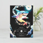 パステルチルドレンズアンダーウォーターシャーク誕生日 招待状 (スタンド正面)