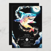 パステルチルドレンズアンダーウォーターシャーク誕生日 招待状 (正面/裏面)