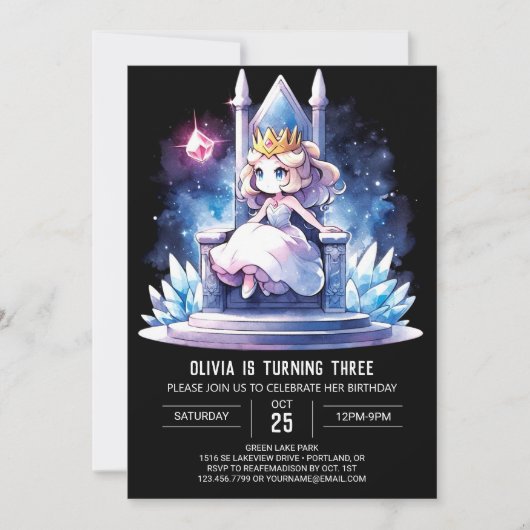 パステルチルドレンプリンセス誕生日 招待状 (正面)