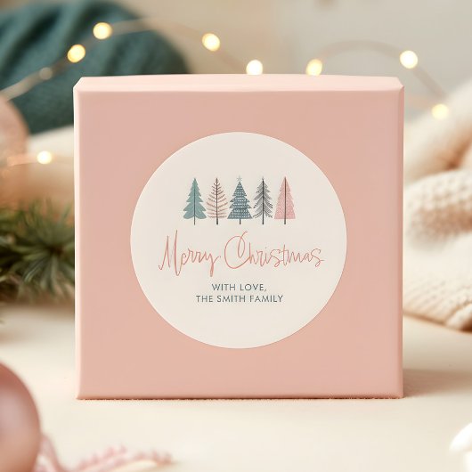 パステルツリーのメリークリスマス ラウンドシール