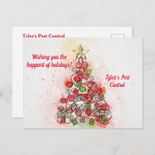 パステルツリークリスマスビジネスポストカード 案内ポストカード (正面/裏面)